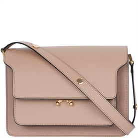 Marni Medium Trunk Saffiano Bag, Beige